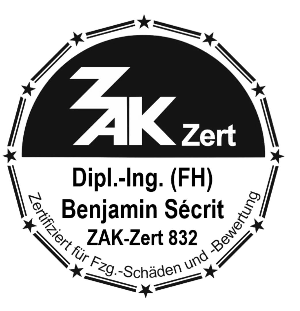 ZAK-Zert zertifizierter Kfz-Sachverständiger Nr. 832